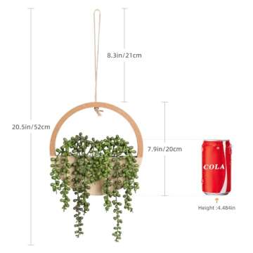 Floweroyal 2pcs Artificial Succulents Hanging Plants 12.2'' Fake String of Pearls in Pot with 8.3'' ...