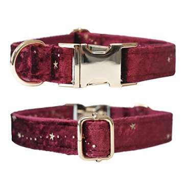 Hearos Bowtie Dog Collar Pet Gift Soft&Comfy Velvet Dog Collars with Detachable Bowtie Gold Metal Bu...