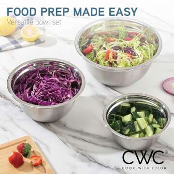 Stainless Steel Mixing Bowls Set with Measuring Tools and Whisk