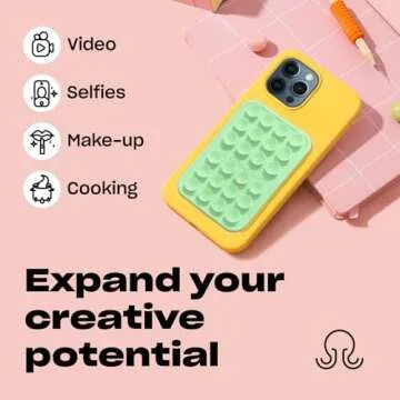 OCTOBUDDY MAX Silicone Suction Phone Case Adhesive Mount - Hands-Free, Strong Grip Holder for Selfies and Videos - Durable, Easy to Use - iPhone and Android Compatible - 2.6″ x 3.9″, Ultimate Grey