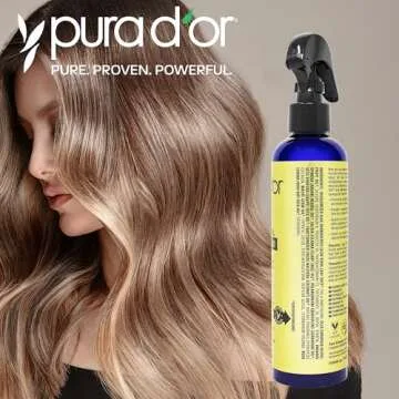 PURA D'OR 8 Oz Argan Oil Heat Shield Protectant Spray with Select Organic Ingredients, Protects Up To 450º F From Flat Iron & Hot Blow Dry, Leave-In, Define & Shine Dry & Damaged Hair
