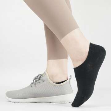 No Show Socks Women Non Slip Low Cut Liner Sports Casual Socks 6 Pairs (Black)