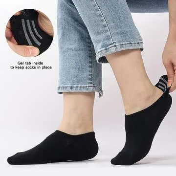 No Show Socks Women Non Slip Low Cut Liner Sports Casual Socks 6 Pairs (Black)