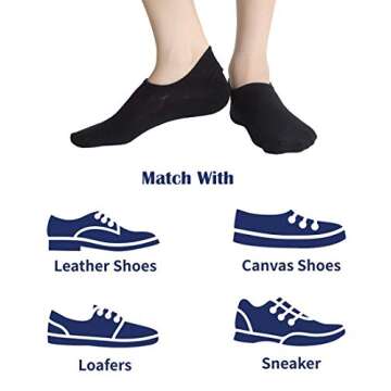 No Show Socks Women Non Slip Low Cut Liner Sports Casual Socks 6 Pairs (Black)