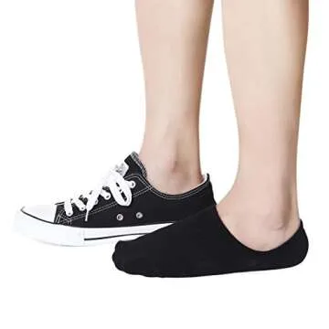 No Show Socks Women Non Slip Low Cut Liner Sports Casual Socks 6 Pairs (Black)