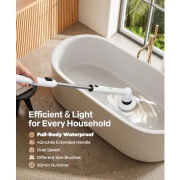 LyriFine Electric Spin Scrubber IPX7 Waterproof Bathroom Cleaner