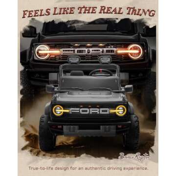 First Ride On 24V Ride on Toys for Big Kids, Licensed Ford Bronco Raptor Electric Car 2 Seater with ...