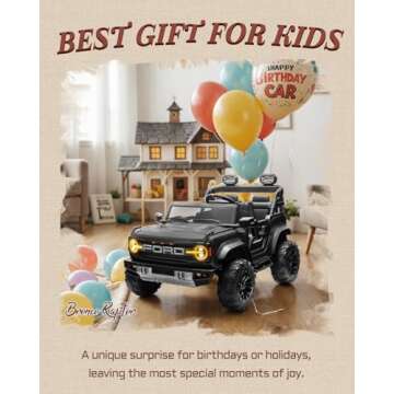 First Ride On 24V Ride on Toys for Big Kids, Licensed Ford Bronco Raptor Electric Car 2 Seater with Remote Control, Kids Ride on Cars w/ 2-Seater, 4.3 Mph Max Speed, Soft Start Function (24V, Black)