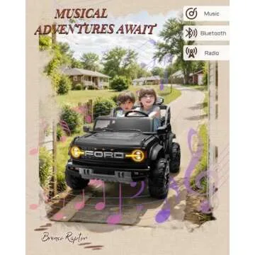 First Ride On 24V Ride on Toys for Big Kids, Licensed Ford Bronco Raptor Electric Car 2 Seater with Remote Control, Kids Ride on Cars w/ 2-Seater, 4.3 Mph Max Speed, Soft Start Function (24V, Black)