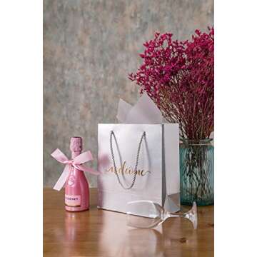 Crisky Silver Specialty Paper Welcome Gift Bags Wedding Welcome Bags for Hotel Guests Shopping Merchandise Bags Party Bags Gift Bags Retail Bags， 25 pcs 4x8x10 inch