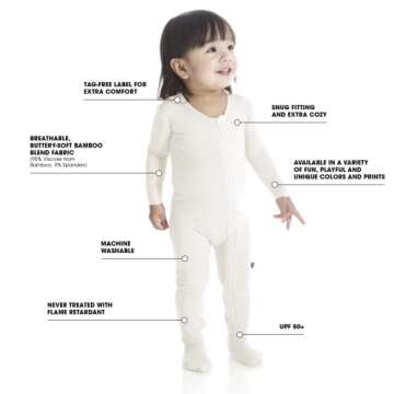 KicKee Solid Color Footie with Zipper, Jammies, Stylish One-Piece Pajamas, Comfortable Sleepwear for...