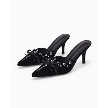 Coutgo Women's Stylish Bow Tie Mule Heels for All Occasions