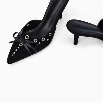 Coutgo Women's Stylish Bow Tie Mule Heels for All Occasions