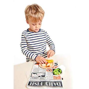 Tender Leaf Toys - Fish and Chips Supper - Wooden Play Food Set for Kids, Pretend Play Kitchen Toys ...