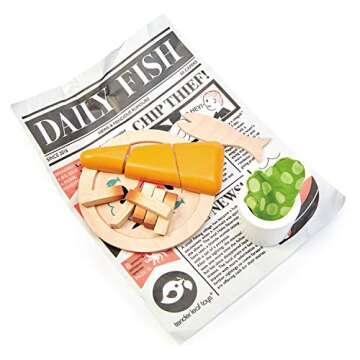 Tender Leaf Toys - Fish and Chips Supper - Wooden Play Food Set for Kids, Pretend Play Kitchen Toys - Encourage Creative and Imaginative Fun Play for Children - Age 3+