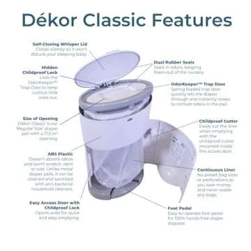 Diaper Dekor Classic Diaper Pail - Hands-Free & Odor Control