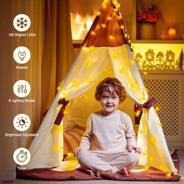 Christmas String Lights, Plug in Fairy Snowflake Lights with 8 Modes Waterproof Indoor/Outdoor String Lights for Home Wedding Party Christmas Holiday Decorations, Warm White