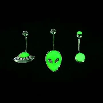 COCHARM Alien Belly Button Rings - Glow in the Dark Jewelry