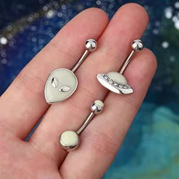 COCHARM Alien Belly Button Rings - Glow in the Dark Jewelry