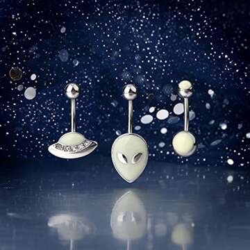COCHARM Alien Belly Button Rings - Glow in the Dark Jewelry