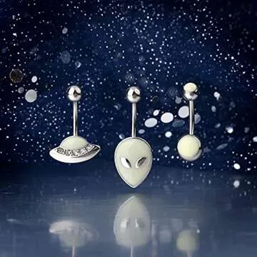 COCHARM Alien Belly Button Rings - Glow in the Dark Jewelry
