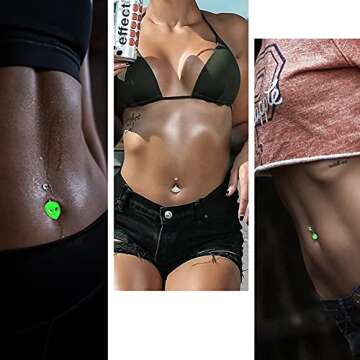 COCHARM Alien Belly Button Rings - Glow in the Dark Jewelry