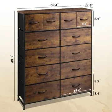WLIVE Tall Dresser with 12 Spacious Drawers for Bedrooms