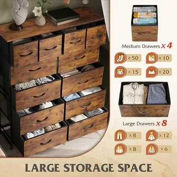 WLIVE Tall Dresser with 12 Spacious Drawers for Bedrooms