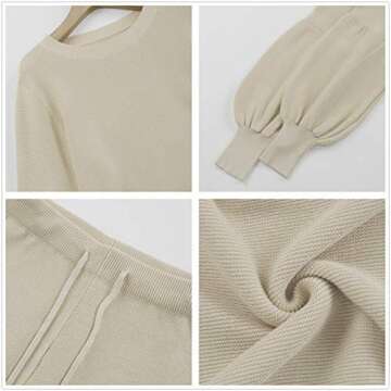 Fixmatti Women Sweater Knit Shorts Set 2 Piece Long Sleeve Sweater Sweatsuits S