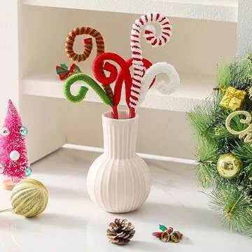 ZHANYIGY 6PC Set Red/White Christmas Tree Decorations Picks Christmas Tree Woolen Candy Curly Pick, ...