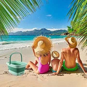 Collapsible Foot Bath Basin for Soaking Feet,Pedicure Foot Spa, Foot Tub with Handles and Massage Acupoint,Multifunction Collapsible feeting Soak Tub-Green