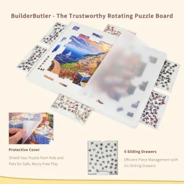 BuilderButler 360° Rotating Puzzle Board with Drawers