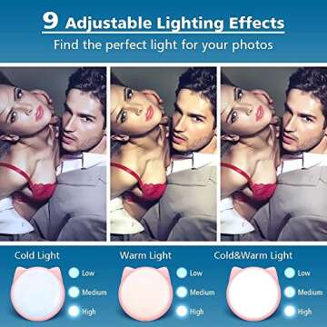 OURRY Selfie Clip on Ring Light, Mini Rechargeable 9 Level Adjustable Brightness Modes with 32 LED, ...