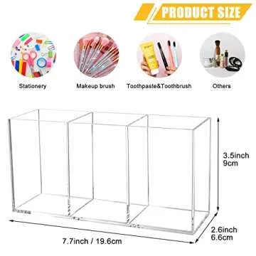 Cerpourt Clear Makeup Organizer with 3 Compartments