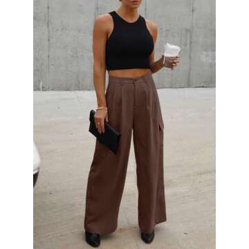 Dokotoo Women's Pants Lady Pants Women High Waisted Baggy Wide Leg Womens Pants Mom Boyfriend Cargo ...