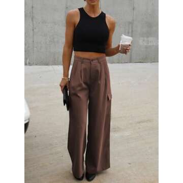 Dokotoo Women's Pants Lady Pants Women High Waisted Baggy Wide Leg Womens Pants Mom Boyfriend Cargo Jeans for Women Trendy Casual 2024 Trouser 4 Pockets Gray