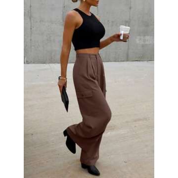 Dokotoo Women's Pants Lady Pants Women High Waisted Baggy Wide Leg Womens Pants Mom Boyfriend Cargo Jeans for Women Trendy Casual 2024 Trouser 4 Pockets Gray