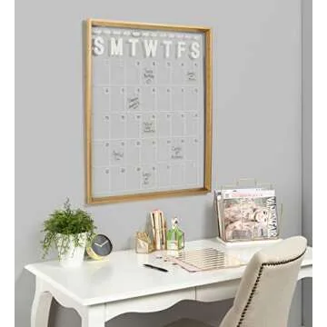 Kate and Laurel Calter Erasable Acrylic Monthly Wall Calendar, 25.5x31.5, Gold