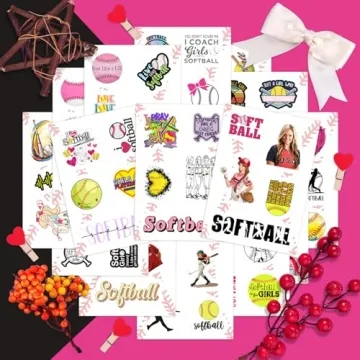 BulbaCraft 100Pcs Waterproof Softball Stickers for Girls