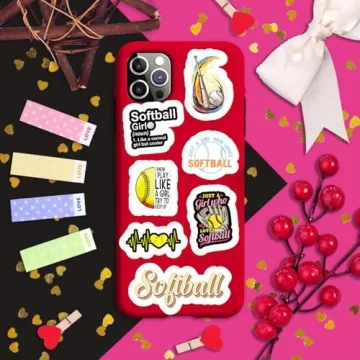 BulbaCraft 100Pcs Waterproof Softball Stickers for Girls