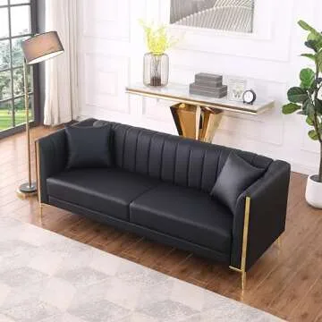 FOTOSOK 78'' Sofa - Elegant Faux Leather Comfort
