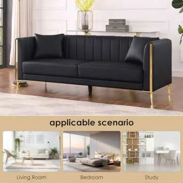 FOTOSOK 78'' Sofa - Elegant Faux Leather Comfort