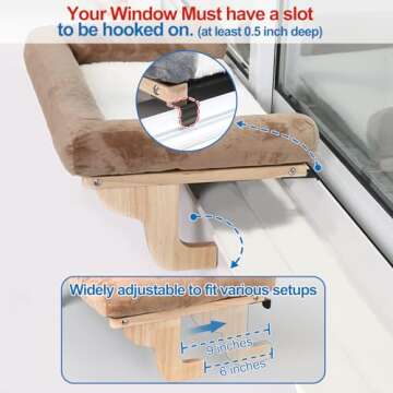 Zakkart Cat Perch for Window Sill with Bolster - Orthopedic Hammock Design with Premium Hardwood & R...