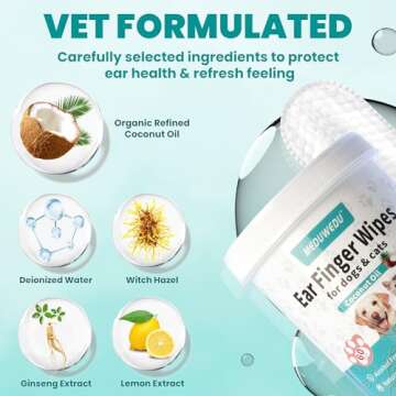 MEDUWEDU Ear Cleaner Finger Wipes for Dogs & Cats
