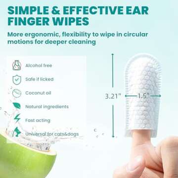 MEDUWEDU Ear Cleaner Finger Wipes for Dogs & Cats