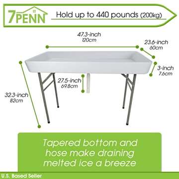 7Penn Outdoor Bar Cooler Table - Foldable White Cooler for Events