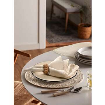 Ramanta Home Cloth Dinner Napkins Set of 12 Cotton Flax Fabric 20x20 Inch - Washable Fall Colors Tab...