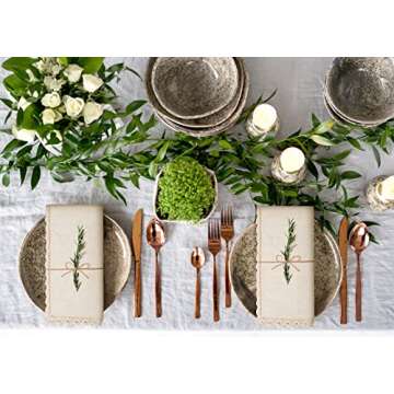 Ramanta Home Cloth Dinner Napkins Set of 12 Cotton Flax Fabric 20x20 Inch - Washable Fall Colors Table Linen Napkin for Christmas, Thanksgiving, Wedding, Cocktails or Everyday Use - Natural