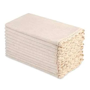 Ramanta Home Cloth Dinner Napkins Set of 12 Cotton Flax Fabric 20x20 Inch - Washable Fall Colors Table Linen Napkin for Christmas, Thanksgiving, Wedding, Cocktails or Everyday Use - Natural