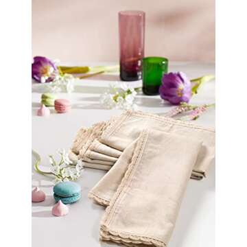 Ramanta Home Cloth Dinner Napkins Set of 12 Cotton Flax Fabric 20x20 Inch - Washable Fall Colors Table Linen Napkin for Christmas, Thanksgiving, Wedding, Cocktails or Everyday Use - Natural